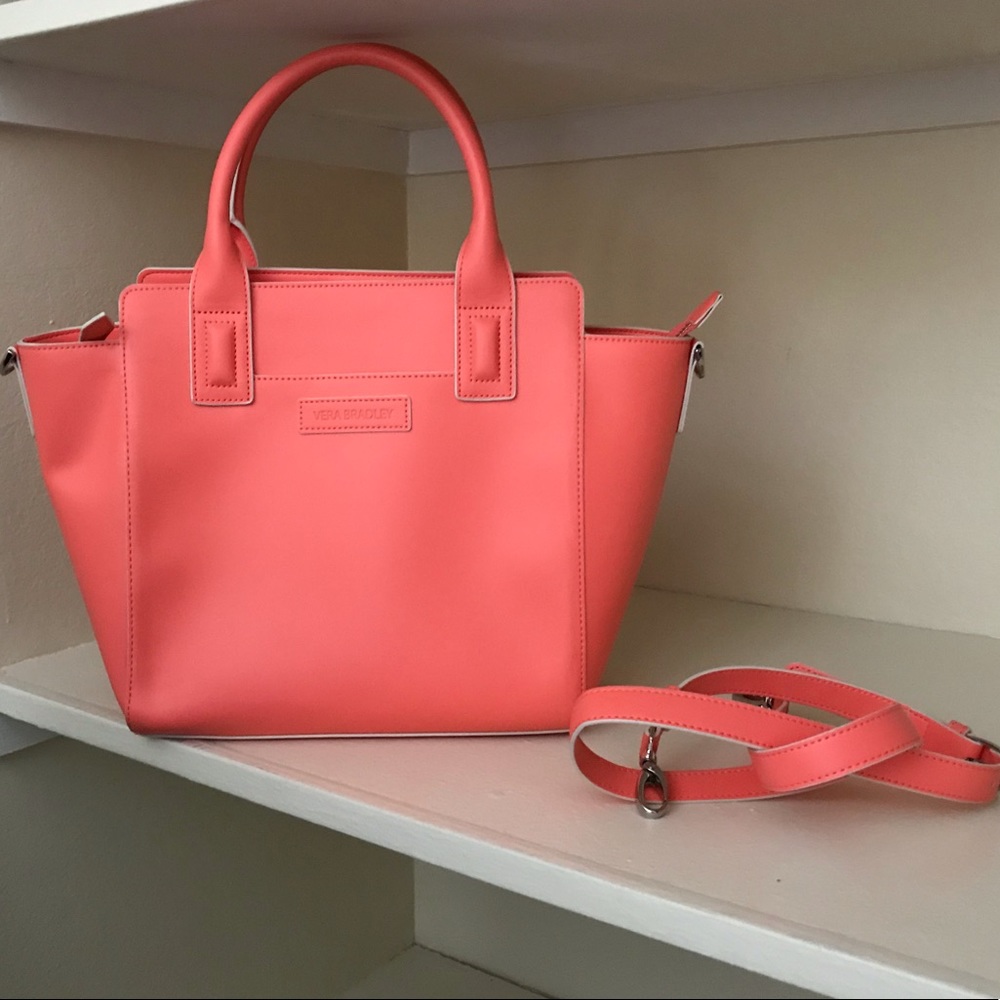Vera Bradley coral Faux Leather Tote 4 Pocket